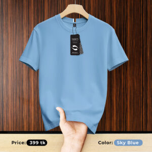প্রিমিয়াম সলিড কালার রেগুলার টি শার্ট (Sky Blue)